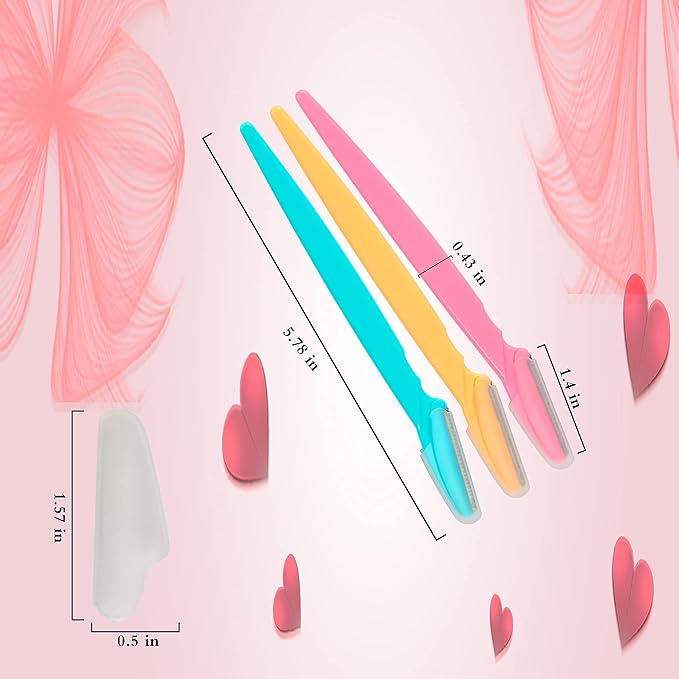 Eyebrow Razor, 54 Pcs Eyebrow Razors with Safety Cover, Face Razor for Women and Man Smooths Away Peach Fuzz, Easy to Use Eyebrow Knife for Trimming and Shaping Eyebrows(3 Colors)