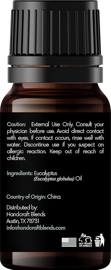 Handcraft Blends Eucalyptus Essential Oil - 0.33 Fl Oz - 100% Pure and Natural - Premium Grade Essential Oil for Diffuser and Aromatherapy