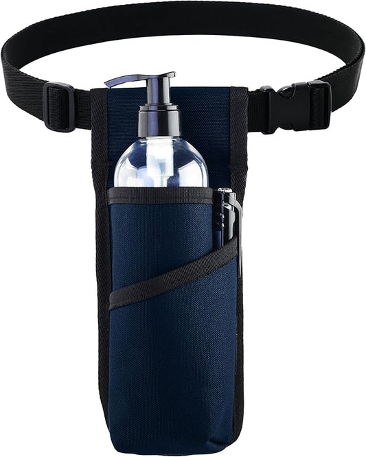 Professional Massage Therapist Holster with Adjustable Belt, Massage Bottle Bag, Massage Lotion Holster,Dark Blue(XJ-1KD)