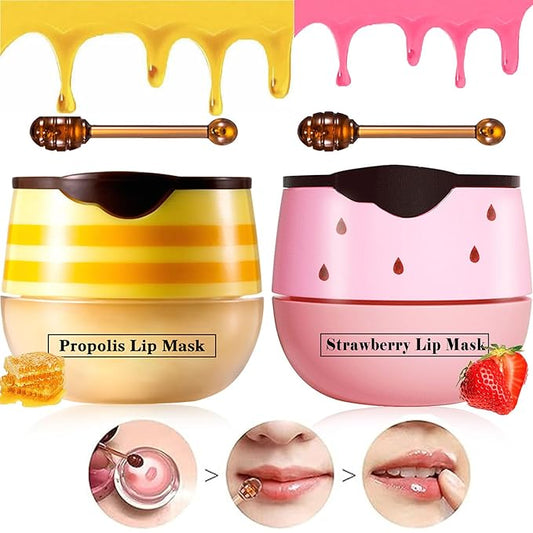 2 Pcs Lip Balm Honey Pot Lines