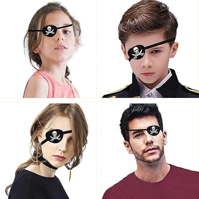 Black Single Eye Mask, Pirate Skull Crossbone Eye Patch，Adjustable 3D Eye Patch for Adult and Kid (Pirates Design)