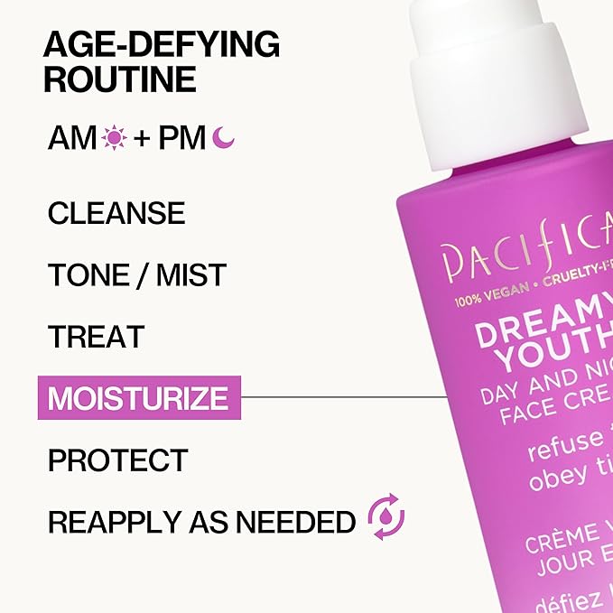 Pacifica Beauty Dreamy Youth Day and Night Face Cream - 1.7 Fl Oz (Pack of 2)- Moisturizer - For Dry and Aging Skin - Peptides, Grapeseed Oil, Floral Stem Cells - Sulfate + Paraben Free - Vegan and Cruelty Free