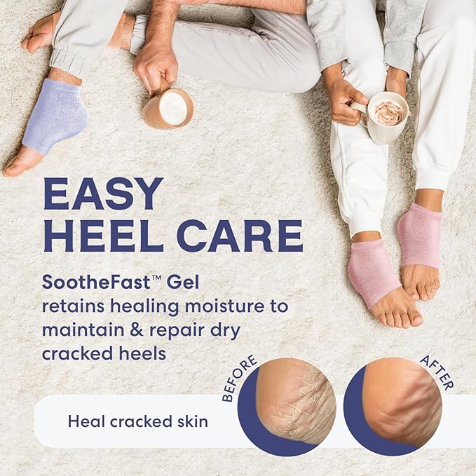 Dr. Frederick's Original Moisturizing Fuzzy Heel Socks - 2 Pairs - Cozy Gel-Lined Sleep Socks for Women & Men - Soothes Dry, Cracked Feet - Heel Repair - Lilac Leisure