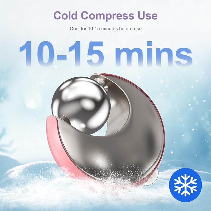 Facial Roller for Puffy Eyes, Ice Globes for Face 360° Rotating Eye Cream Applicator Tool Ice Roller for Face and Eyes, Durable Cold Facial Globes for Skin Care Pink