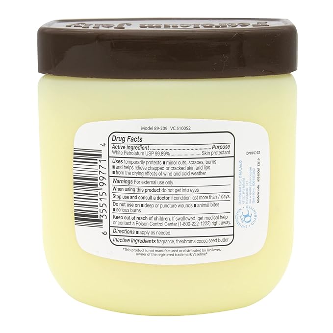 Quality Choice Petroleum Jelly with Cocoa Butter, Skin Protectant, Deep Moisturization, Dry Skin Healing & Cracked Skin Repair, 7.5 Ounce Tub