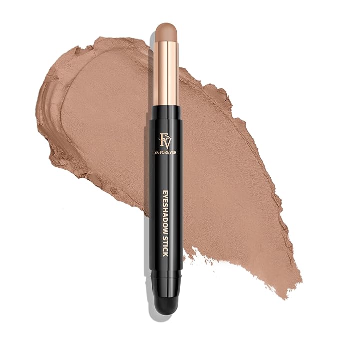 FV Long Lasting Cream Eyeshadow Stick, Waterproof & High Pigmented Eye Shadow Sticks Duo with Blending Sponge, Crease-Proof & Natural Finish Eyeshadow Pencil, Vanilla Matte