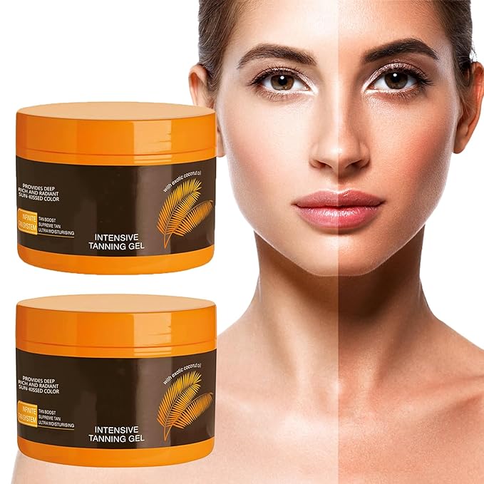 2Pcs Luxury Intensive Tanning Gel, Intensive Tanning Luxe Gel, Natural Tanning Accelerator Cream Gel,Tanning Cream for Sunbeds & Outdoor Sun 5oz/pcs