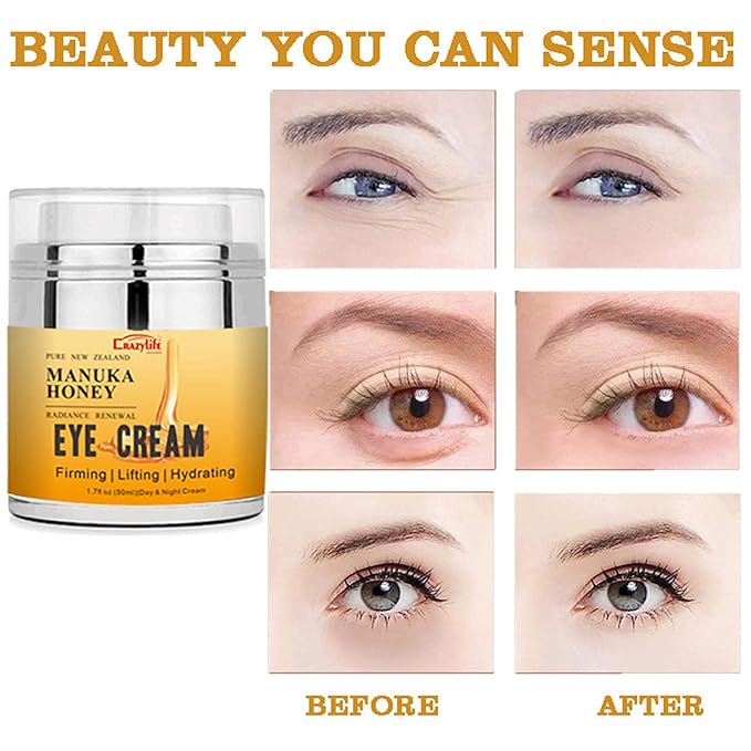 Manuka Honey Eye Cream Anti-aging Eye Cream Anti-wrinkle Under Eye Cream Fades Fine Lines Lifting and Firming Improve Dark Circles and Puffiness