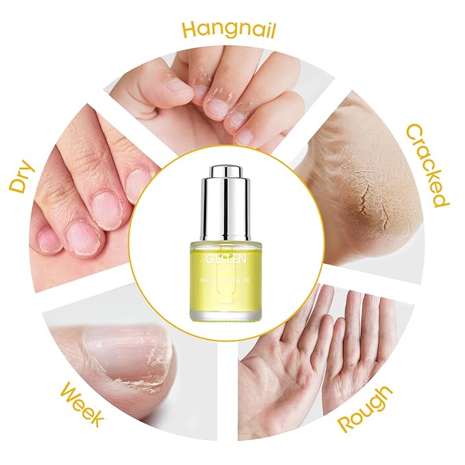 Gellen Nail Oil For Growth and Strength, Vitamin E Nail Cuticle Oil Moisturizer Strengthener Skin Cuticle Nail Care Nourishing Oil for Hydrating, Moisturizing, Strengthening, Repairing, 0.68 Oz