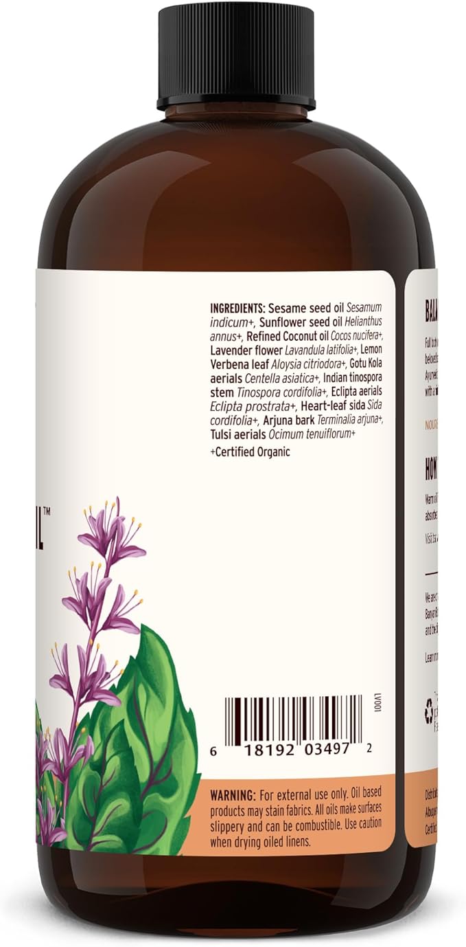 Banyan Botanicals Daily Massage Oil – Organic Ayurvedic Massage Oil – Balancing and Grounding Massage Oil with Organic Ashwagandha and Organic Shatavari – 24 oz – Non GMO Sustainably Sourced