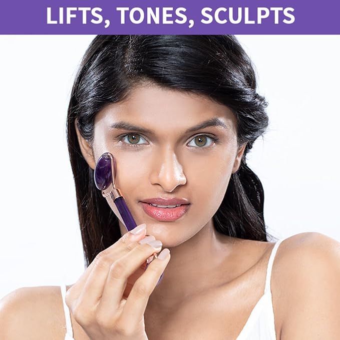 Nykaa Naturals Amethyst Face Roller - Diminishes Fine Lines and Wrinkles - Natural Crystals for Skin Calming - Tones and Sculpts Skin - 1 pc