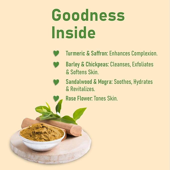 minature Ubtan Powder | Turmeric, Barley, Chickpeas, Neem, sandalwood, Mogra flower, Saffron and Rose Petal | Remove Acne | Pure & Natural Traditional skincare |1 Stop Solution |100g(4oz)