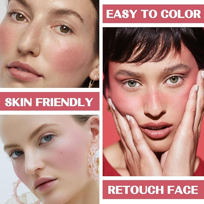 2Pcs Cream Blush Makeup Stick,Monochromatic Multi-Stick Face Blush for Cheek,Lip and Eye,Matte and Dewy Finish for Long Wearing,Easy Application.HEAT WAVES