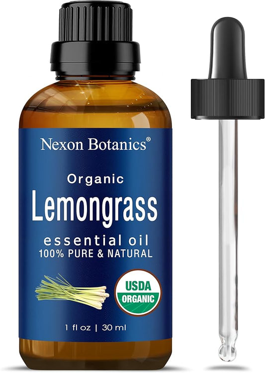Organic Lemongrass Essential Oil 30 ml - Pure, Natural Lemongrass Oil for Diffusers & Aromatherapy - Skin & Hair Care - Undiluted - Nexon Botanics