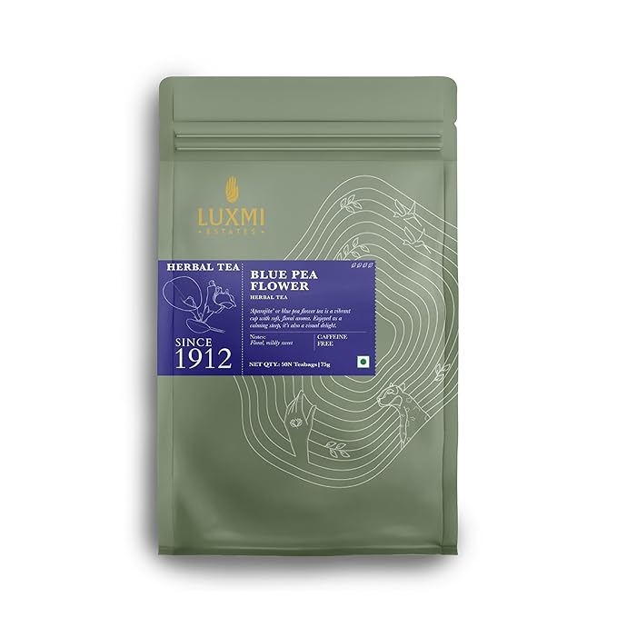 Luxmi Estates - Butterfly Pea Flower Tea - 50 Tea Bags | USDA Certified Organic Blue Tea | Caffeine-Free | Single Ingredient