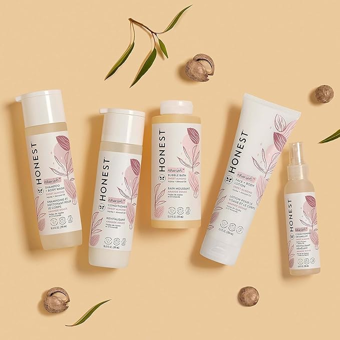 The Honest Company Foaming Bubble Bath | Gentle for Baby | Naturally Derived, Tear-free, Hypoallergenic | Sweet Almond Nourish, 12 fl oz