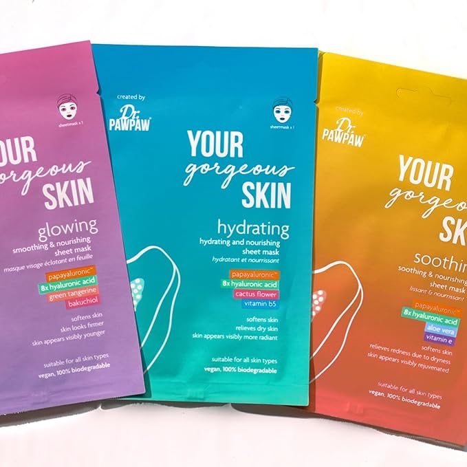 Dr. PawPaw Your Gorgeous Skin Soothing Sheet Mask - Face Mask Sheet with Aloe Vera and Vitamin E - Vegan Sheet Masks and Cruelty-Free - 0.84 oz