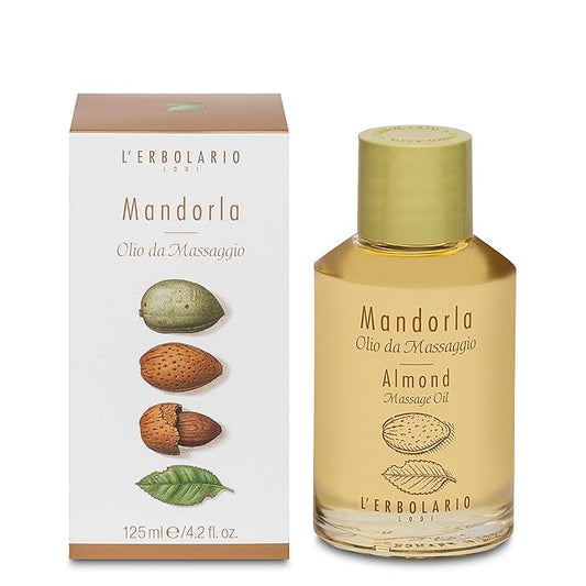 L'Erbolario - Almond Massage Oil - Helps Against Fine Lines and Loss of Tone - Perfect for Sensitive or Delicate Skin - Moisturizing, Nourishing and Toning Properties - Amber Fragrance, 4.2 oz