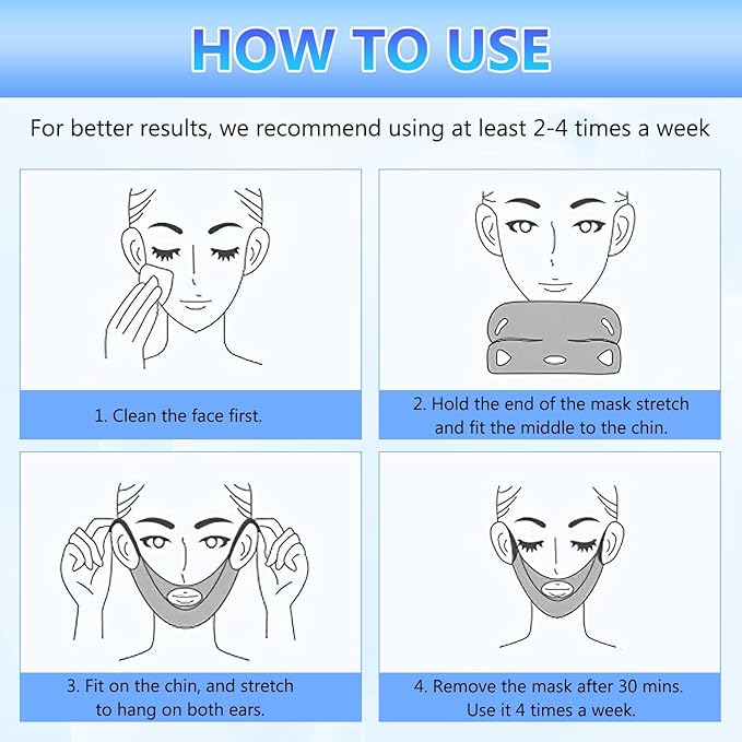 5PCS Bloskin Double Chin Mask Reusable,Bloskin Lifting Face Mask,Bloskin Double Chin Mask, Bloskin Lift,V Line Lifting Mask for All Skin Types,V Shape Face Lift Mask for Lifting and Firming the Face