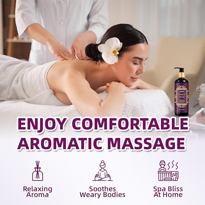 Aromatherapy Lavender Massage Oil, Massage Oil for Massage Therapy, Calming, Soothing, Relaxing, Spa Gifts for Him Her, 10 Fl Oz