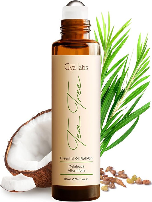 Gya Labs Tea Tree Essential Oil Roll on for Skin, Face & Nails, 100% Pure Natural Australian Melaleuca Tea Tree Oil Roller, Refreshing Aromatherapy, Travel Size (0.34 Fl Oz)