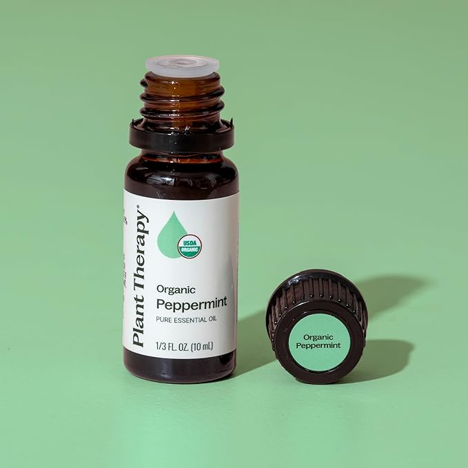 Plant Therapy Organic Peppermint Essential Oil 100% Pure, USDA Certified Organic, Undiluted, Natural Aromatherapy, for Diffuser, Skin, Hair, Therapeutic Grade 10 mL (1/3 oz)