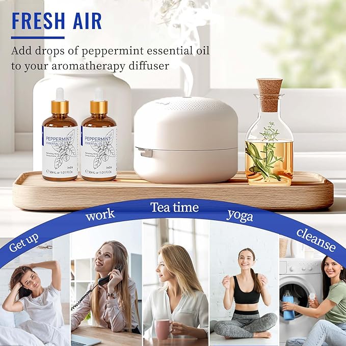 HIQILI 1 Fl Oz Peppermint Oil, for Homemade Spray, Diffuser, 100% Pure Natural 30ML