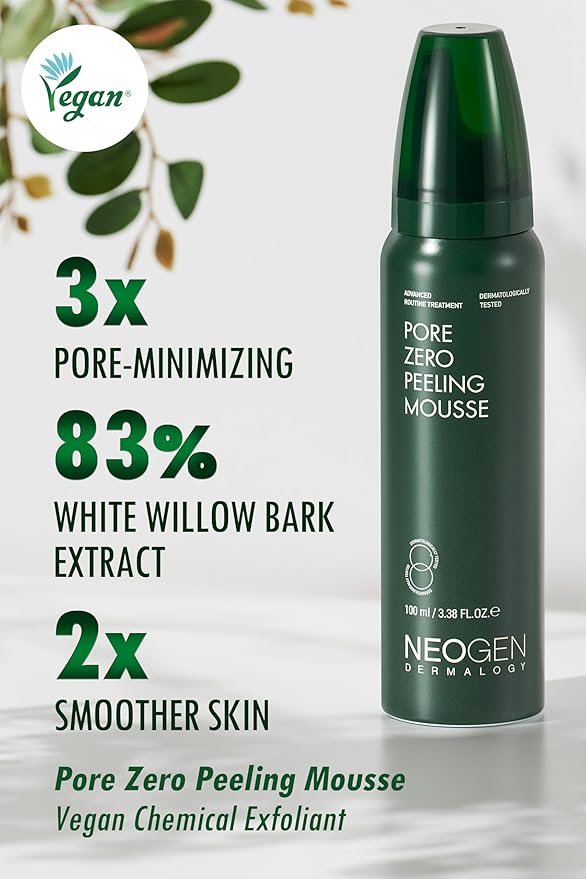 [K-Beauty] Neogen Dermalogy Pore Zero Peeling Mousse | All-in-One Foaming Exfoliating Face Wash Visibly Firming, Tightening & Lifting Skin 3.38 fl oz