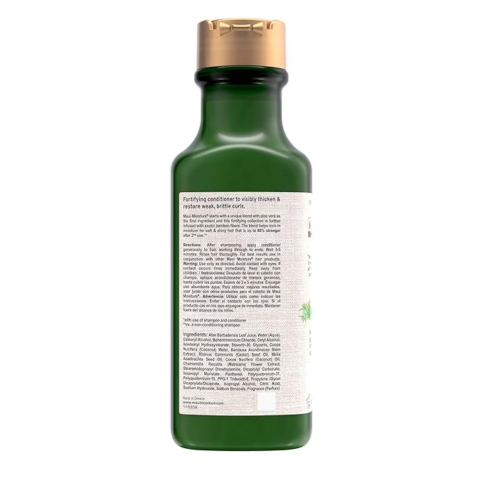 Maui Moisture Thicken & Restore + Bamboo Fibers Strengthening Conditioner to Soften Transitioning or Natural Hair & Renew Brittle Hair, Vegan, Silicone & Paraben-Free, 13 fl oz