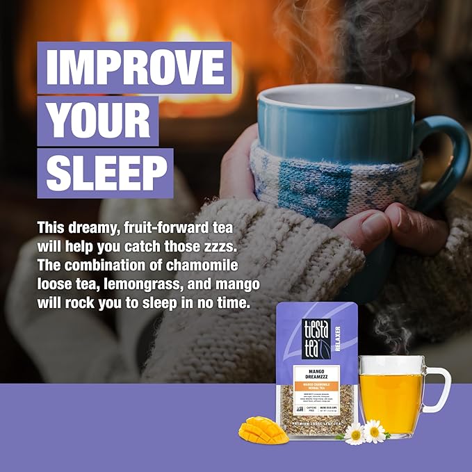 Tiesta Tea - Mango Dreamzzz Chamomile Herbal Tea with Chamomile & Lemongrass | Loose Leaf | Caffeine-Free Relaxing Blend | Brews Hot or Iced & Up to 25 Cups | 1.5oz Resealable Pouch
