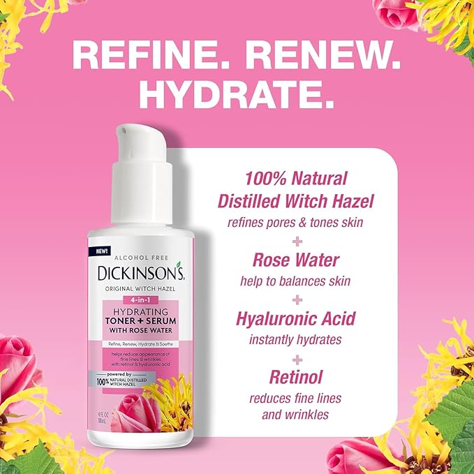 Dickinson's Witch Hazel Hydrating Toner + Serum with Rose Water