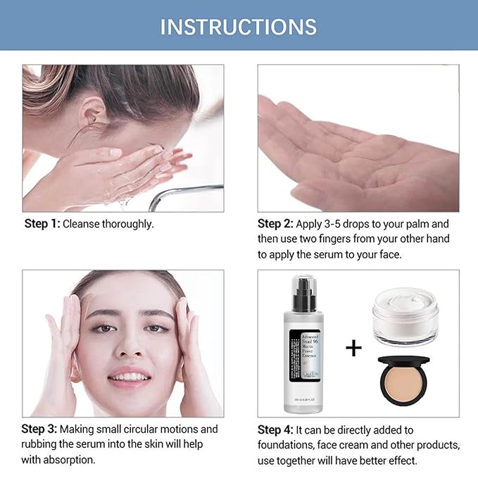 Snail Mucin 96% Power Repairing Essence | Hydrating Serum for Face with Snail Secretion Filtrate and Hyaluronic Acid | Barrier-Loving Formula