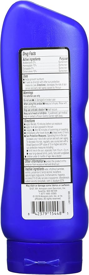 Amazon Brand - Solimo Sport Sunscreen Lotion, SPF 30, Reef Friendly (Octinoxate & Oxybenzone Free), Broad Spectrum UVA/UVB Protection, 8 fl oz (Pack of 2)