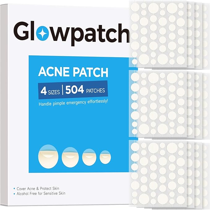 Pimple Patches for Face (504 Counts), Bulk Acne Patch, Zit Stickers 4 Sizes, Hydrocolloid Spot Stickers, Clear Acne Dots for Covering Zits, Blemishes and Breakouts