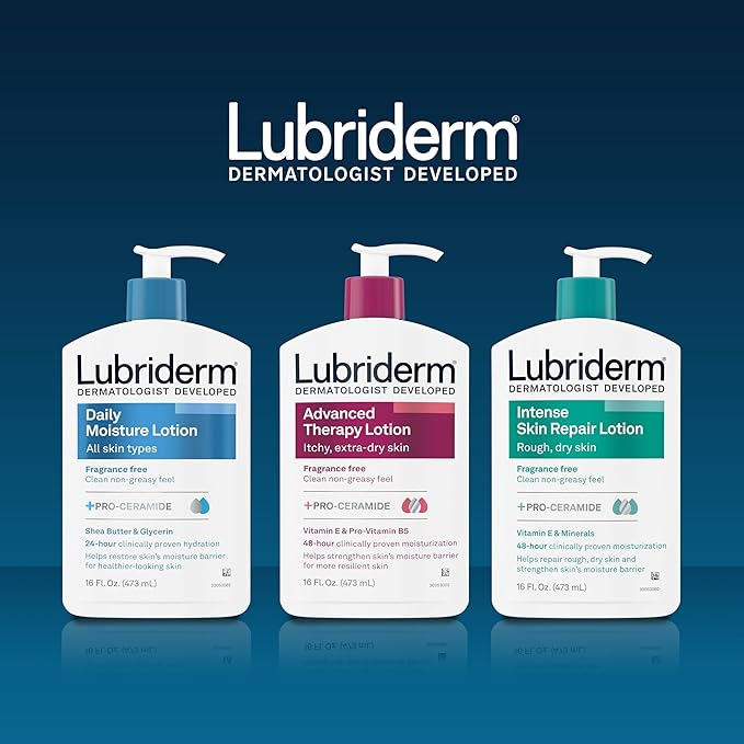Lubriderm Advanced Therapy Fragrance Free Moisturizing Hand & Body Lotion + Pro-Ceramide with Vitamins E & Pro-Vitamin B5, Intense Hydration for Extra Dry Skin, 16 fl. oz, 2 Pack