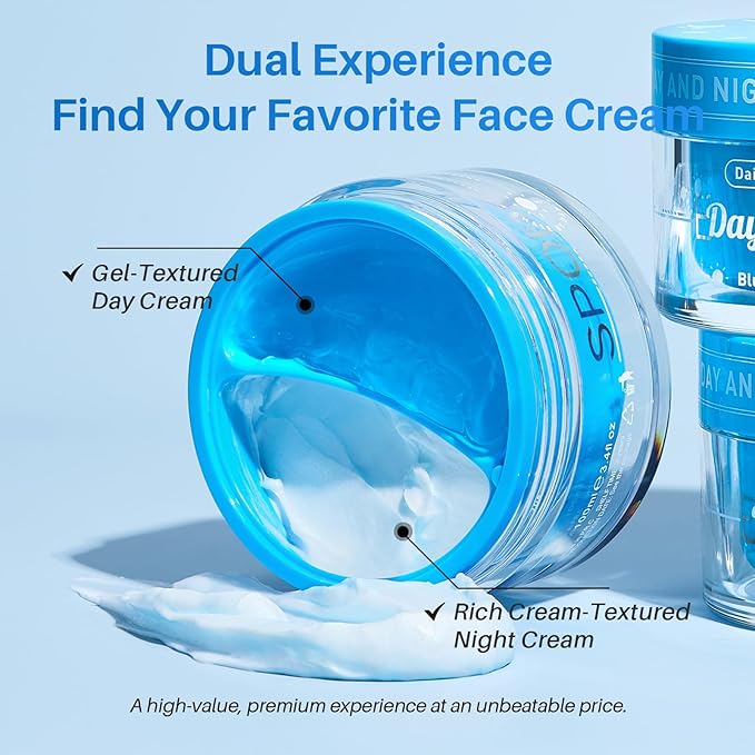 Day & Night Cream set, Oil-Control Nourishing Face Cream with Blue copper Peptide + Firming Renewal Night Cream with Panthenol, Universal 2-in-1 Formula for All, 3.4 Oz