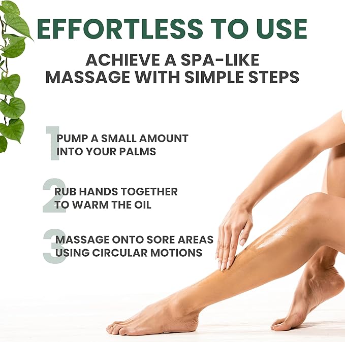 Sore Muscle Massage Oil with Arnica, Tea Tree & Eucalyptus Oils, Massage Oil for Massage Therapy, Muscle Relief, Relaxation, Tension & Skin Softening for Professional & Home Use (Pack of 2)