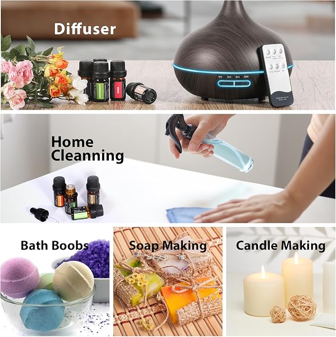 Pure Essential Oils Set - 36 Scents for Aromatherapy, Diffuser, Massage & DIY (5mL Each)