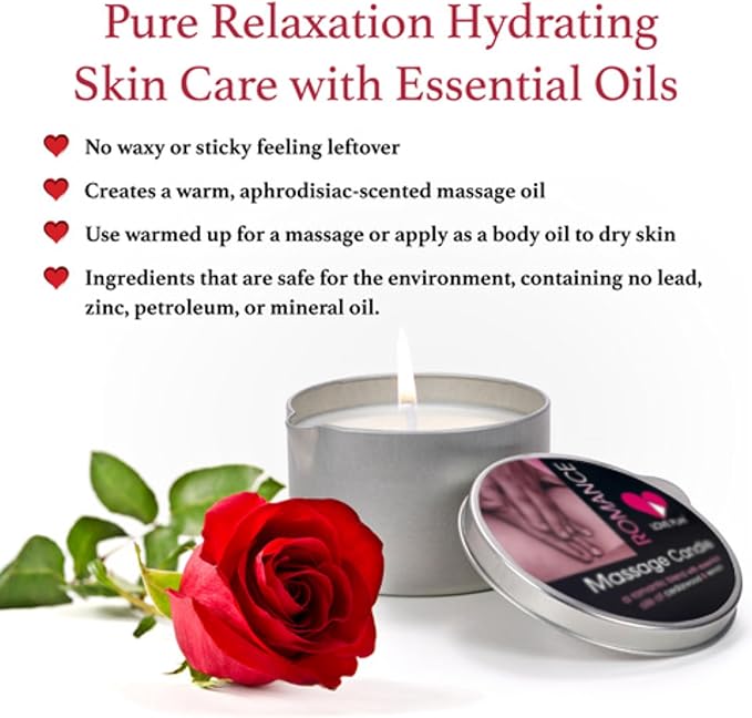LOVE PLAY Massage Oil Candle for Home SPA - Vegan Moisturizing Body Oil Candle for Pure Relaxation - Hydrating Skin Care Massage Oils with Essential Oils (6.76oz)