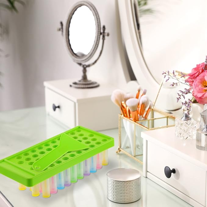 Maitys 2 Sets Lip Balm Tray and Spatula Portable Lip Filling Tray and Spatula Set Lip Tube Holder Lip Tubes Lip Balm Containers Lip Gloss Making Kit(Green)