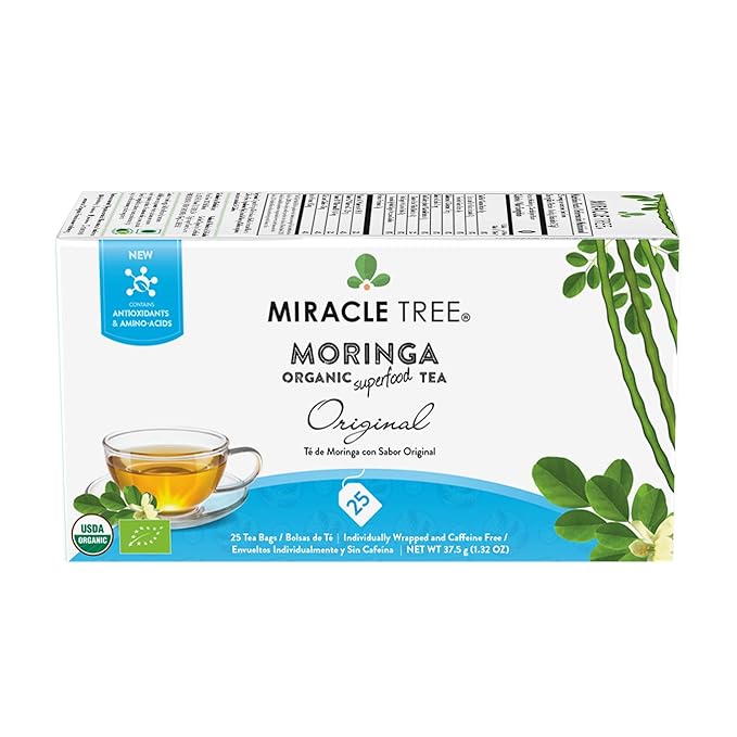 Miracle Tree - 3 Count of Organic Moringa Superfood Tea, 25 Individually Sealed Tea Bags, Original (Keto, Detox, Energy/Immunity Booster, Vegan, Gluten-Free, Organic, Non-GMO, Caffeine-Free)
