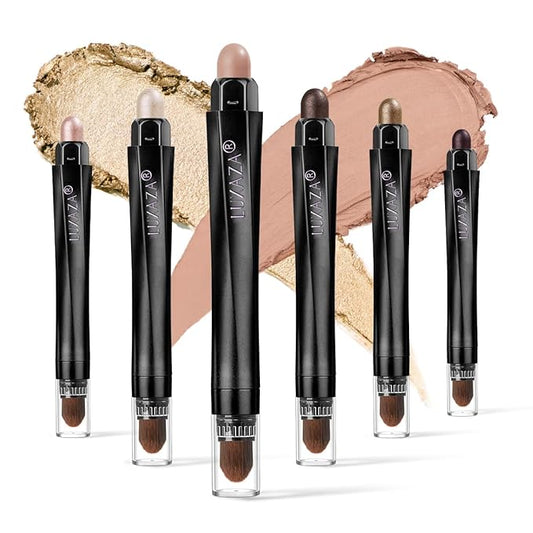 6PCS Cream Eyeshadow Stick Makeup Sets, Metallic And Matte Shimmer Eye Shadow Eye Brightener Stick Pencil Crayon, A10-Quartz Pink