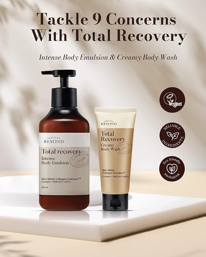 BEYOND Total Recovery Intense Body Emulsion - Creamy Lotion for Dry Skin, Apple Blossom Scent (300ml/10 fl oz & 150ml /5 fl oz) | Korean Skincare