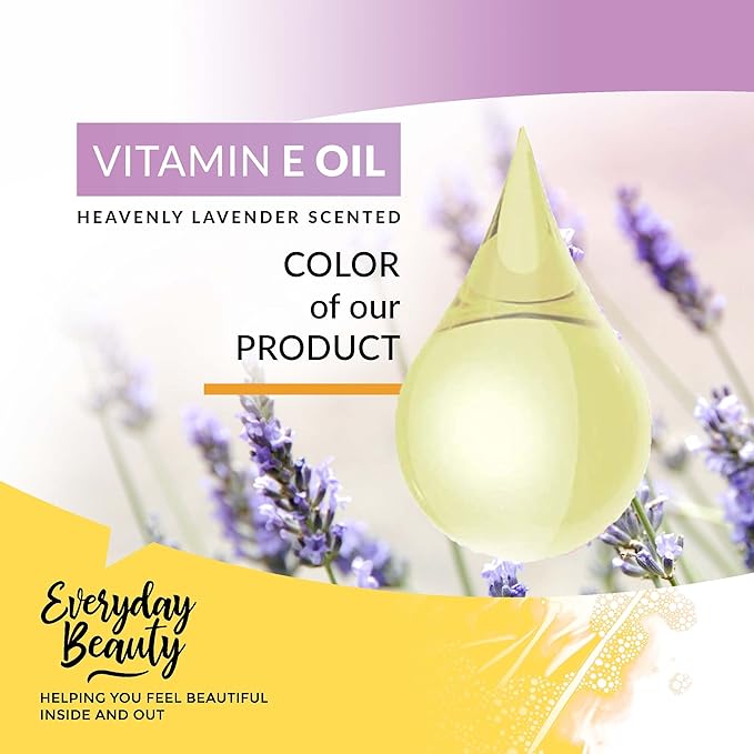 Organic Vitamin E Oil - Heavenly Lavender Scented USDA Certified 100% All Natural Plant Based 2oz - Lightweight and Great for Scars After Surgery - Reduce Wrinkles, Anti Aging, Lighten Dark Spots
