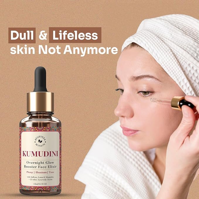 Kumudini Oil | Overnight Glow Booster Face Elixir | Ancient Secret for Radiant Skin, Balanced Skin Tone & Smoother Skin | Nourishing Facial Serum Oil | 30ml Serum