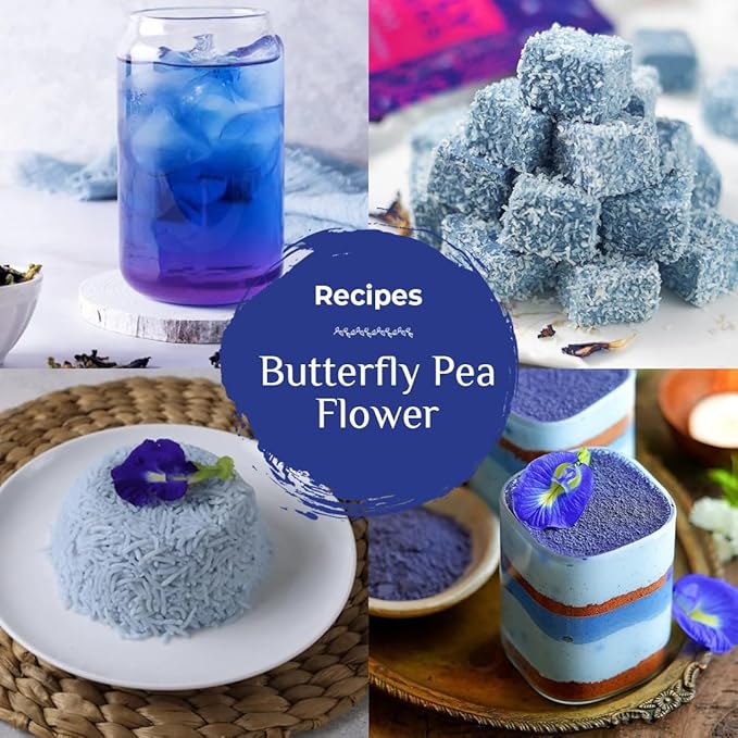 BLUE TEA - Butterfly Pea Flower Tea - 2.11 Oz (120+ Cups) | ANTIOXIDANT RICH | Chemical Free - Herbal Tea - Caffeine free - Non Bitter - No Preservatives - Non-GMO | Zipper Pack