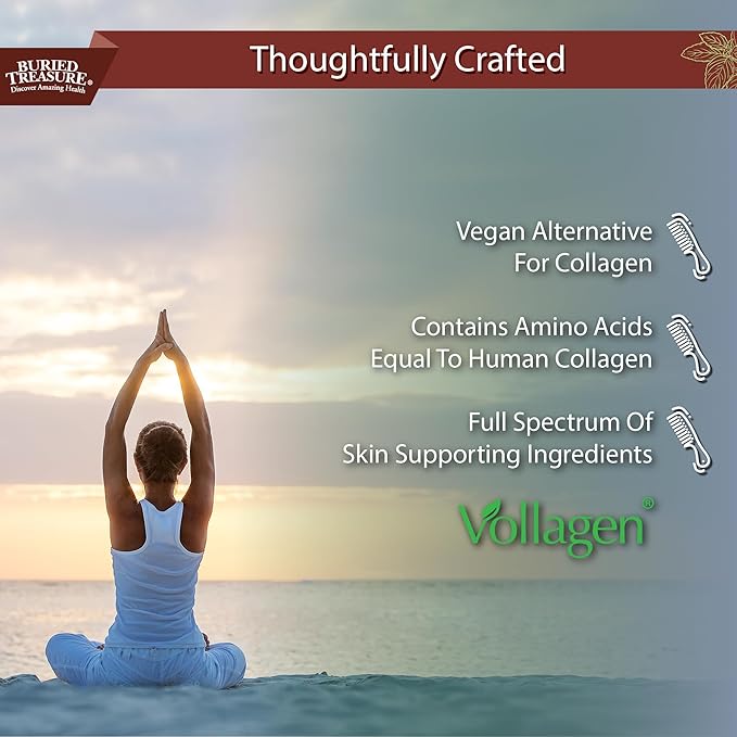 Buried Treasure Nature's Vollagen – 2000mg Vollagen Complex, Skin, Hair, and Joint Health, 100% Plant-Based, Gluten-Free, Soy-Free, Dairy-Free, Chocolate Mocha Flavor, 16oz Liquid