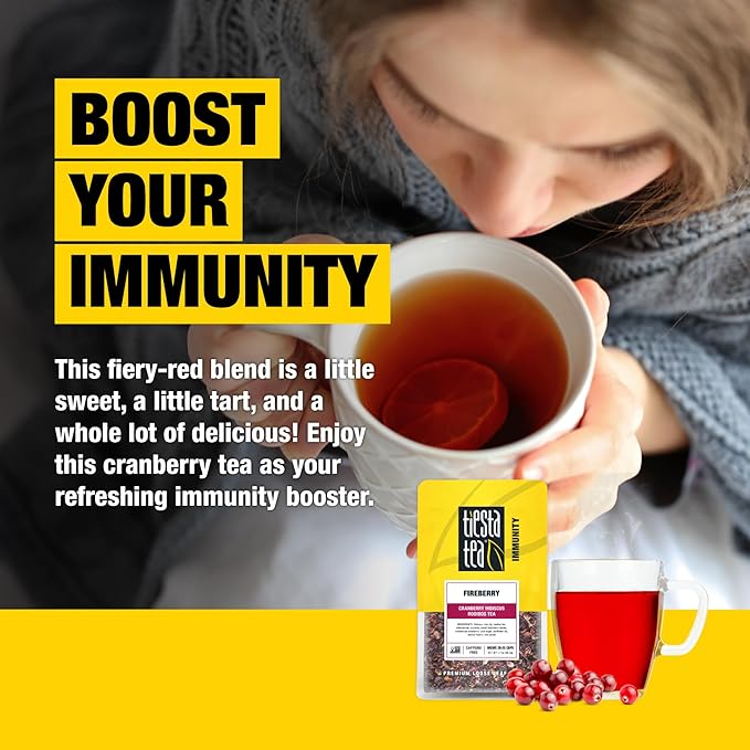 Tiesta Tea - Cranberry Hibiscus Rooibos Tea | Fireberry | Loose Leaf | Herbal Blend with Hibiscus, Cranberry, Currants & Rooibos | Enjoy Hot or Iced | 1.7oz Resealable Pouch, 25 Cups