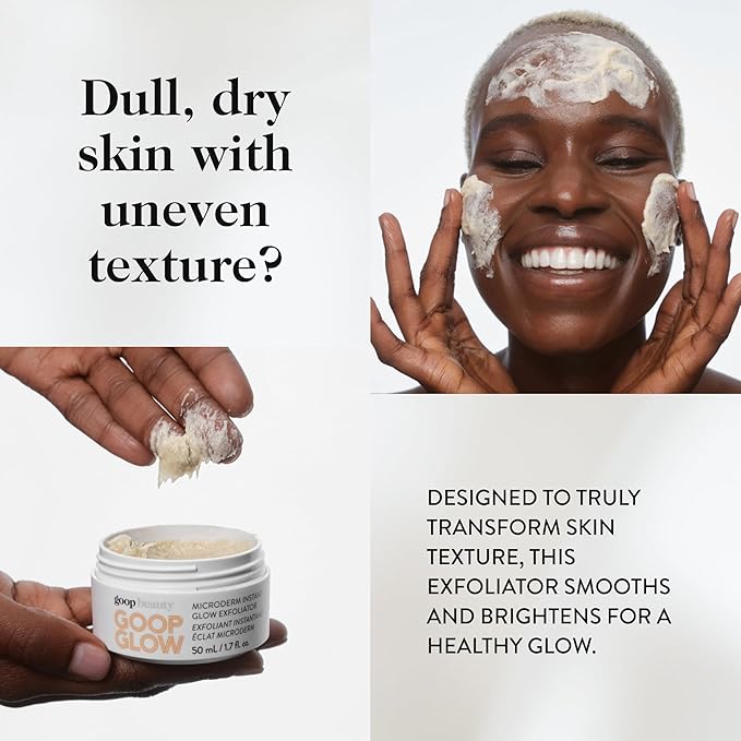 goop Beauty Microderm Face Exfoliator | At-Home Microdermabrasion with Glycolic Acid & Exfoliating Minerals | Smooths Skin Texture | Clean Face Scrub | Silicone & Paraben Free | 1.7 fl oz