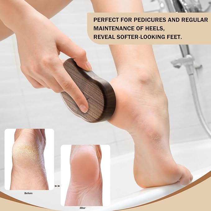 FVION Nano Glass Foot File with Bamboo Handle - Foot Scrubber Dead Skin Pumice Stone for Feet - The Ultimate Gentle Pedicure File Feet Callus Remover (Brown)
